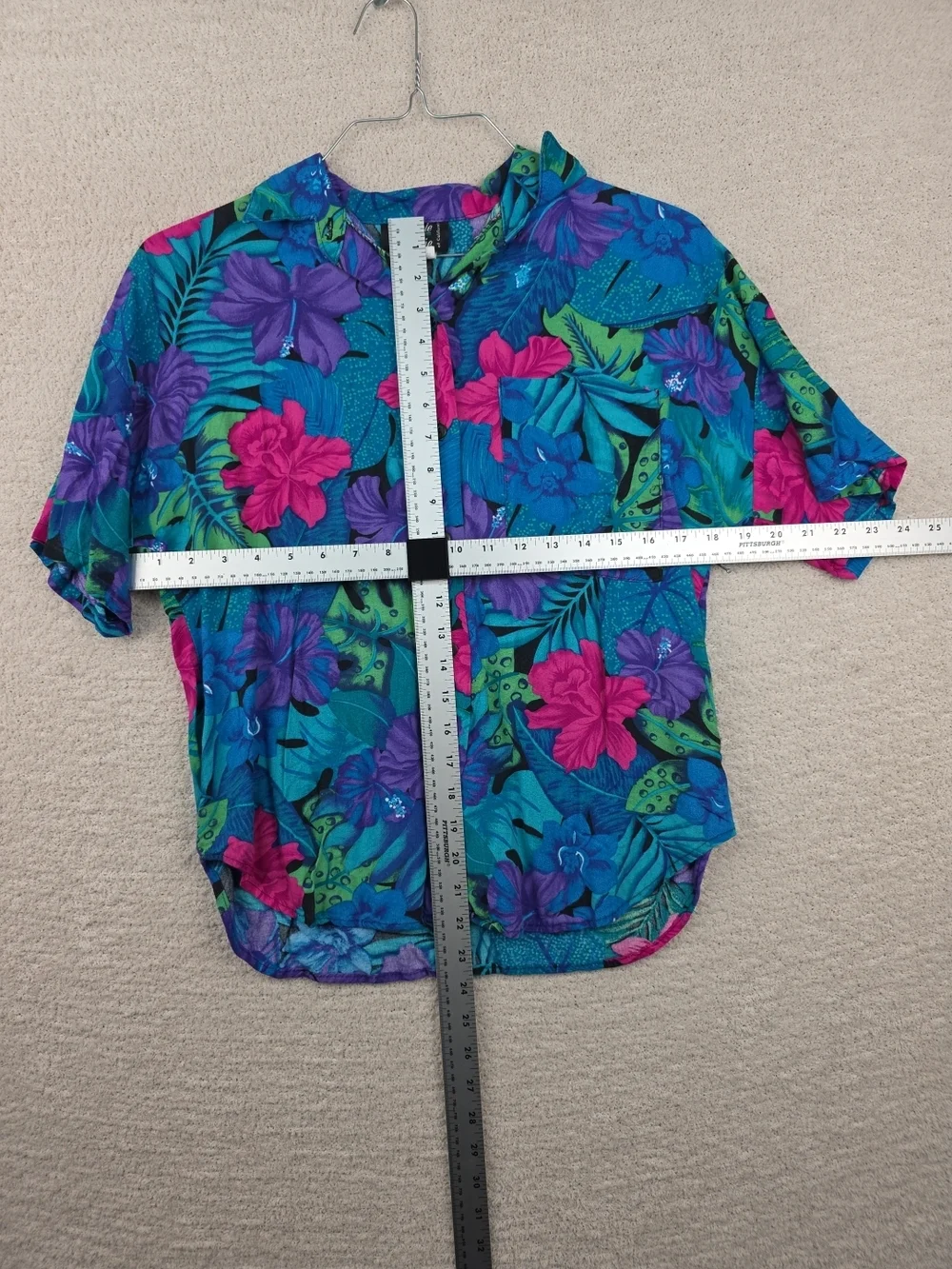 Vintage Michele Leslie of California Tropical Floral Aloha Button Down Shirt - Picture 10 of 13